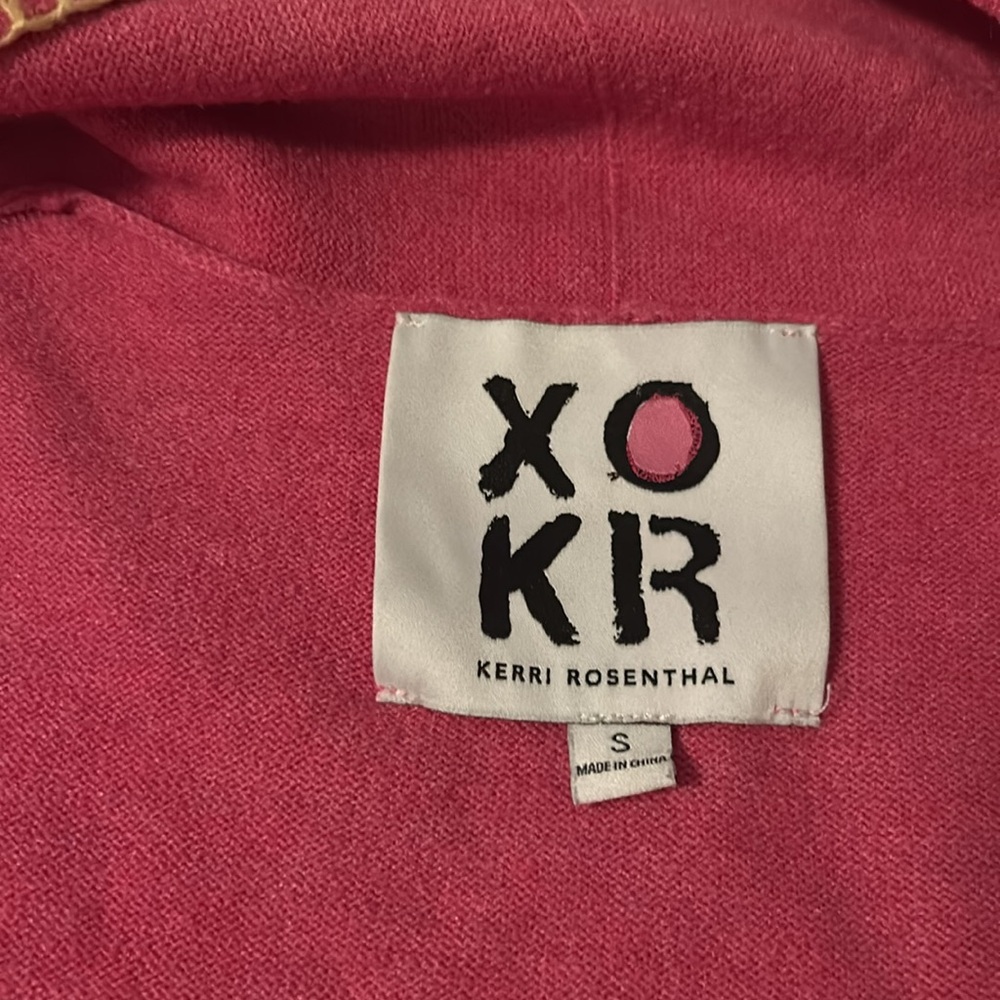 Kerri Rosenthal Size S Cardigan Sweater Pink Rainbow Heart Open Artsy XOKR - Picture 4 of 6